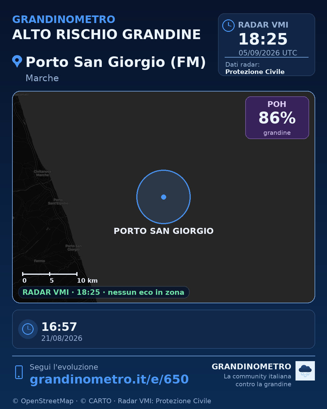 Mappa dell'evento: grandine a Porto San Giorgio (FM)