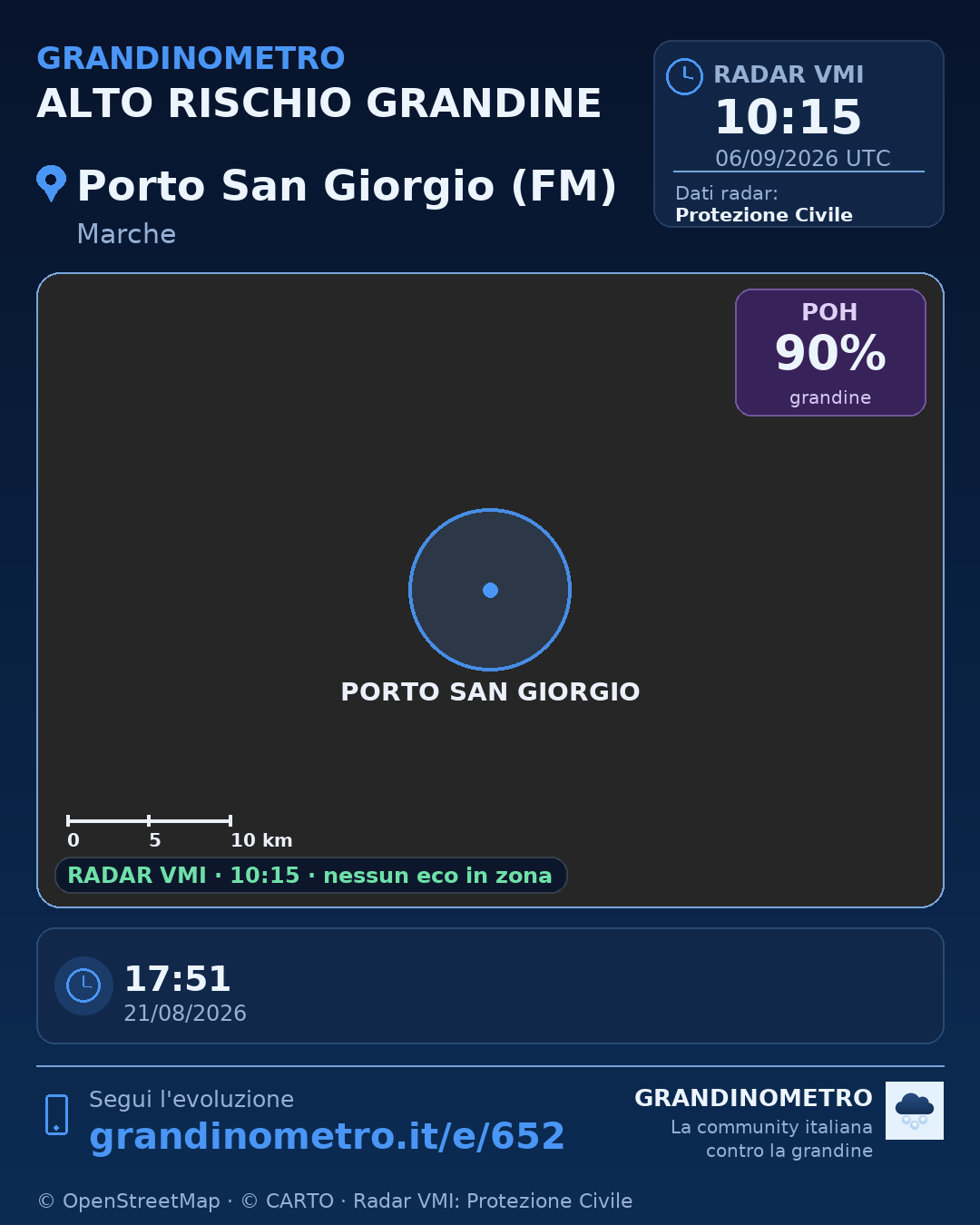 Mappa dell'evento: grandine a Porto San Giorgio (FM)