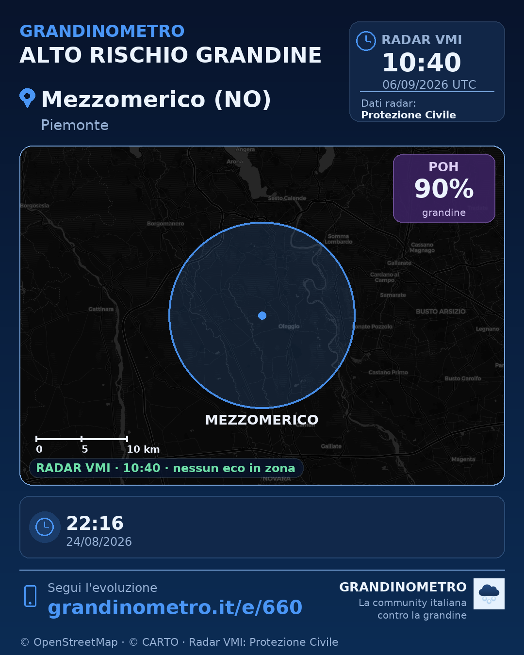 Mappa dell'evento: grandine a Mezzomerico (NO)