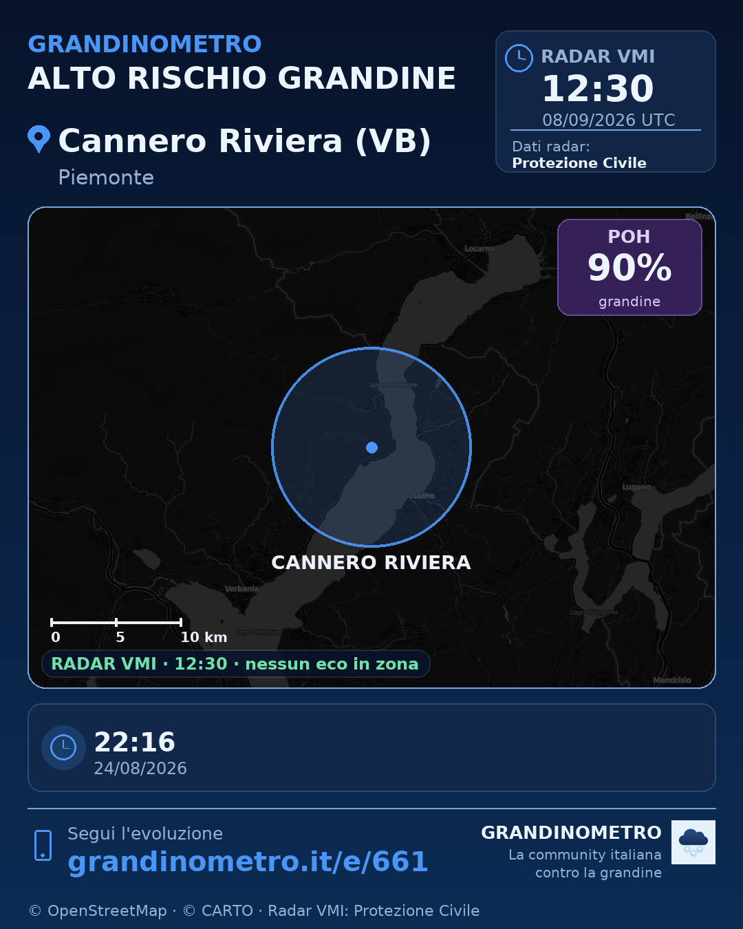 Mappa dell'evento: grandine a Cannero Riviera (VB)