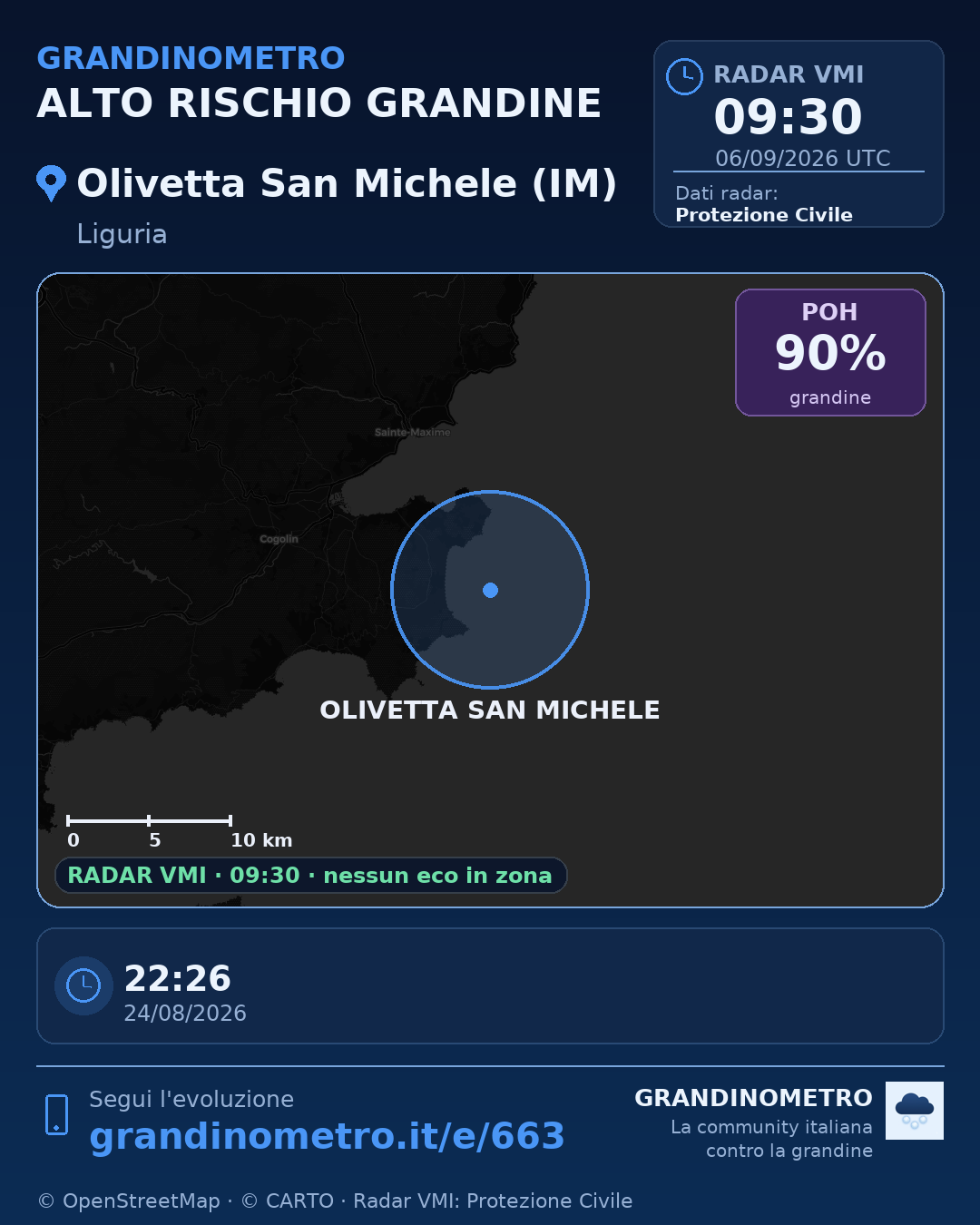 Mappa dell'evento: grandine a Olivetta San Michele (IM)