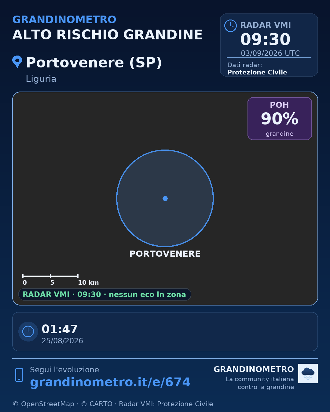 Mappa dell'evento: grandine a Portovenere (SP)