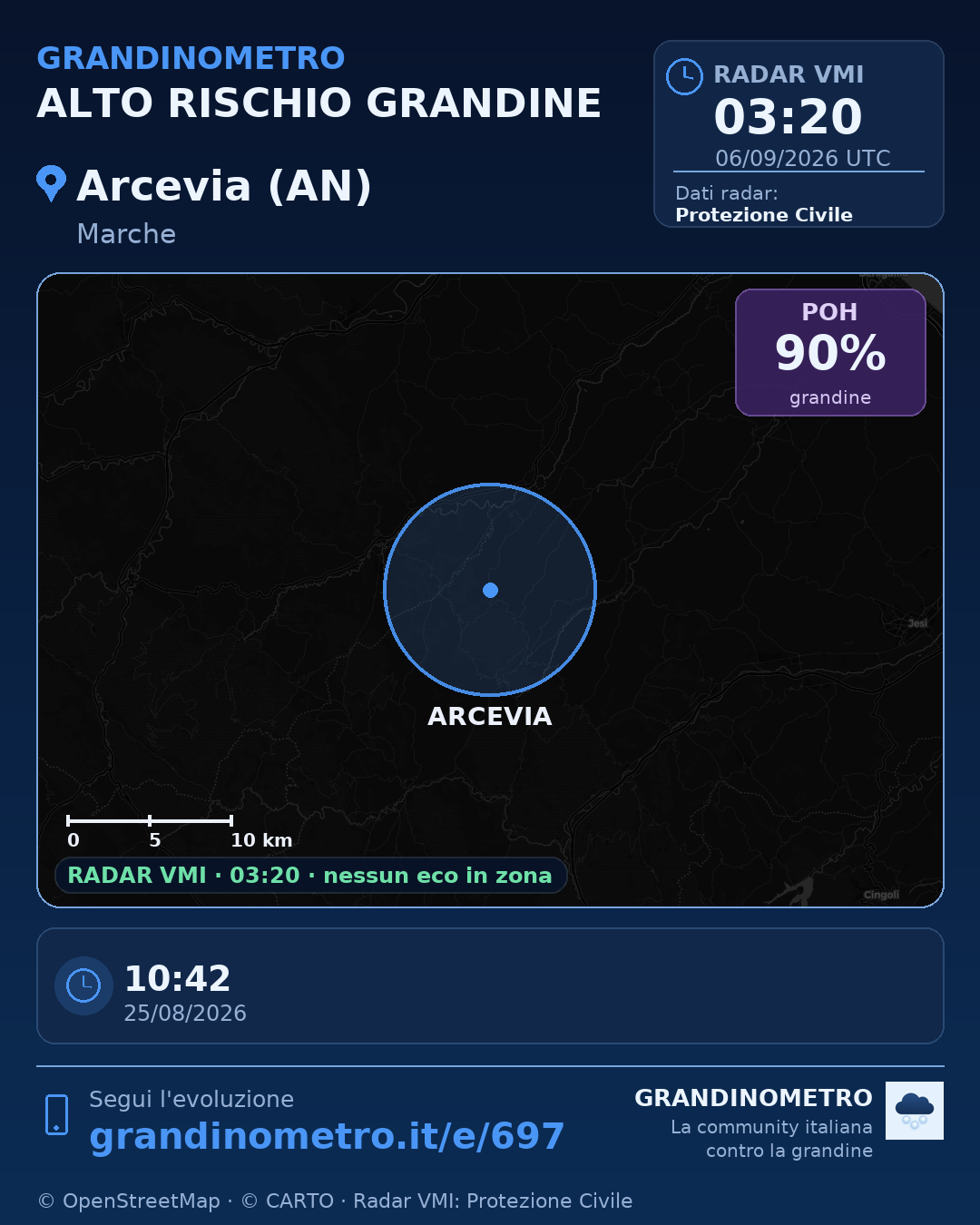 Mappa dell'evento: grandine ad Arcevia (AN)