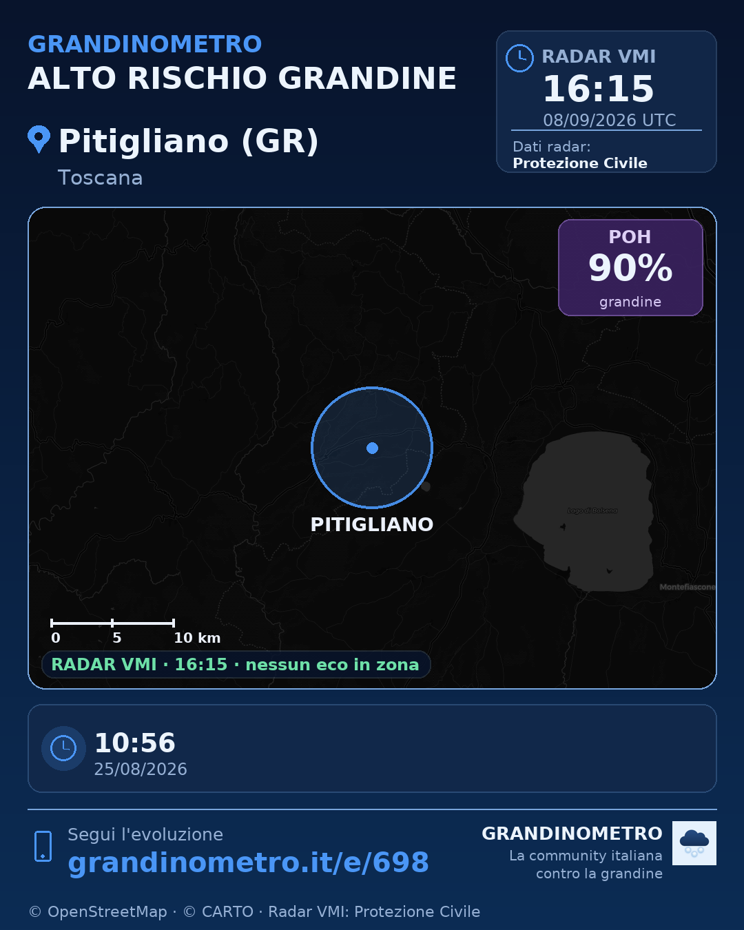 Mappa dell'evento: grandine a Pitigliano (GR)
