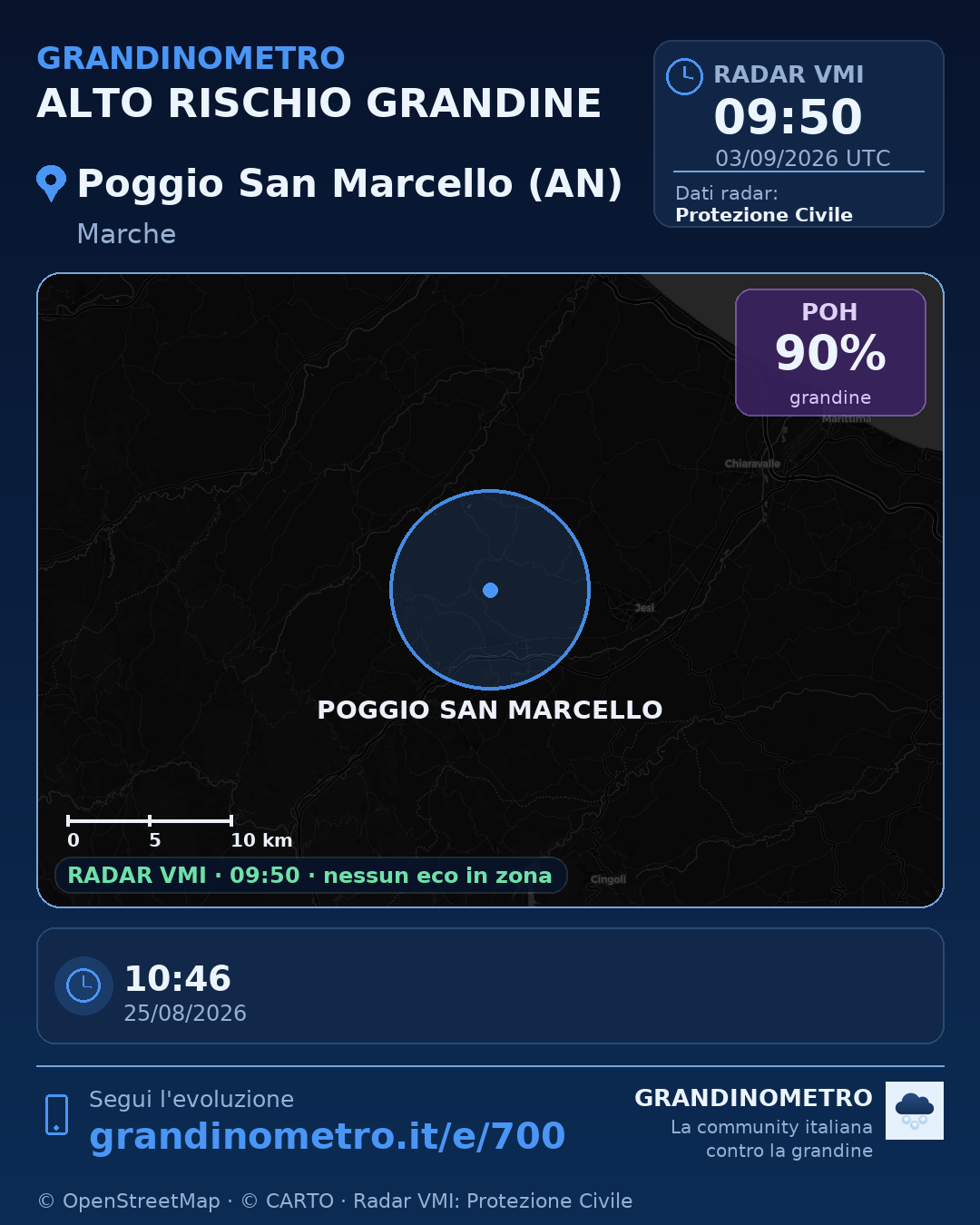 Mappa dell'evento: grandine a Poggio San Marcello (AN)