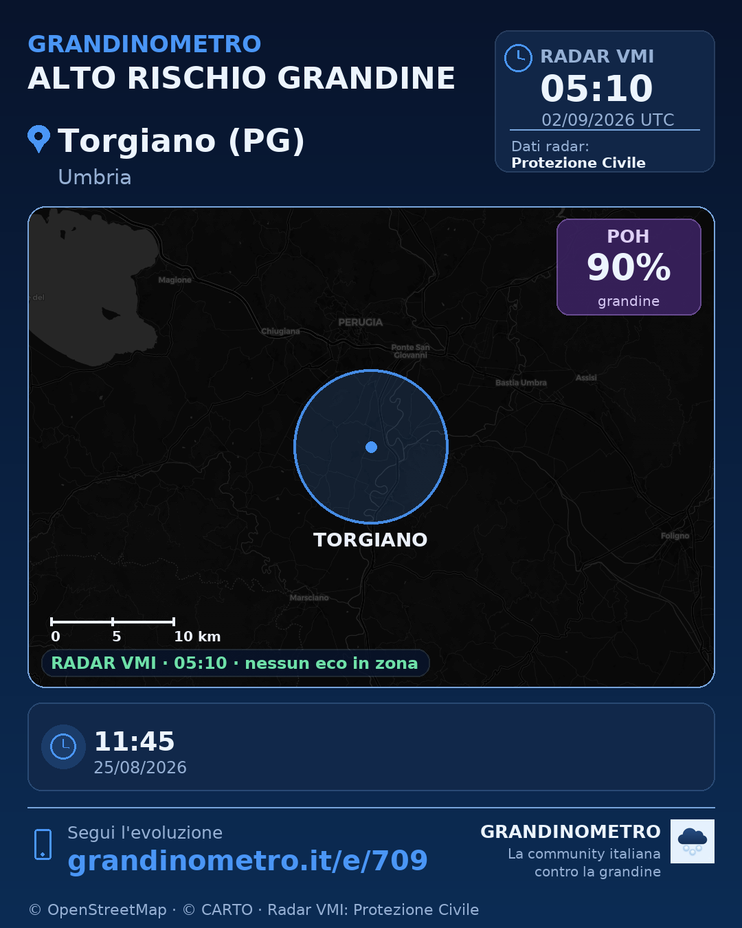 Mappa dell'evento: grandine a Torgiano (PG)
