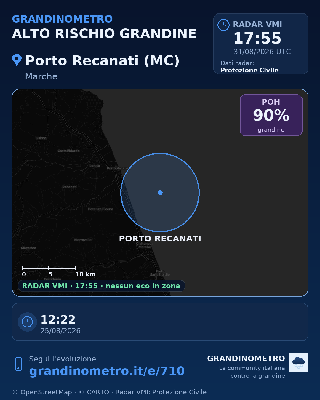 Mappa dell'evento: grandine a Porto Recanati (MC)