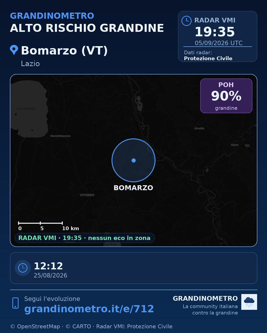 Mappa dell'evento: grandine a Bomarzo (VT)