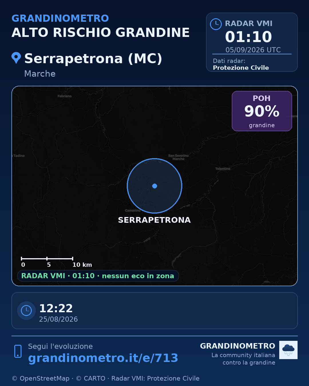 Mappa dell'evento: grandine a Serrapetrona (MC)