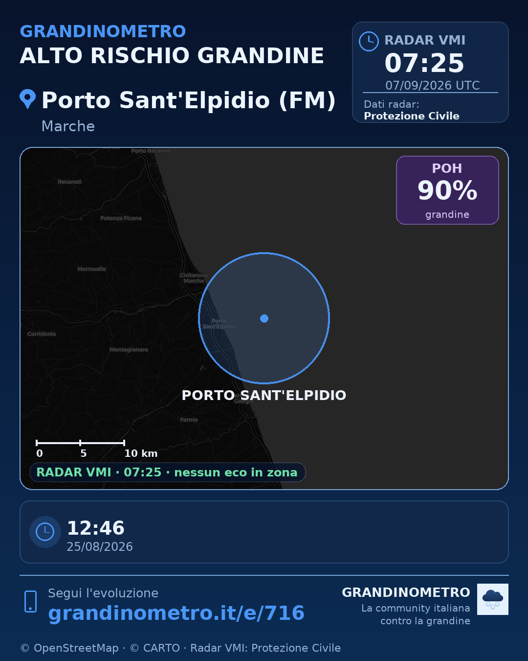 Mappa dell'evento: grandine a Porto Sant'Elpidio (FM)