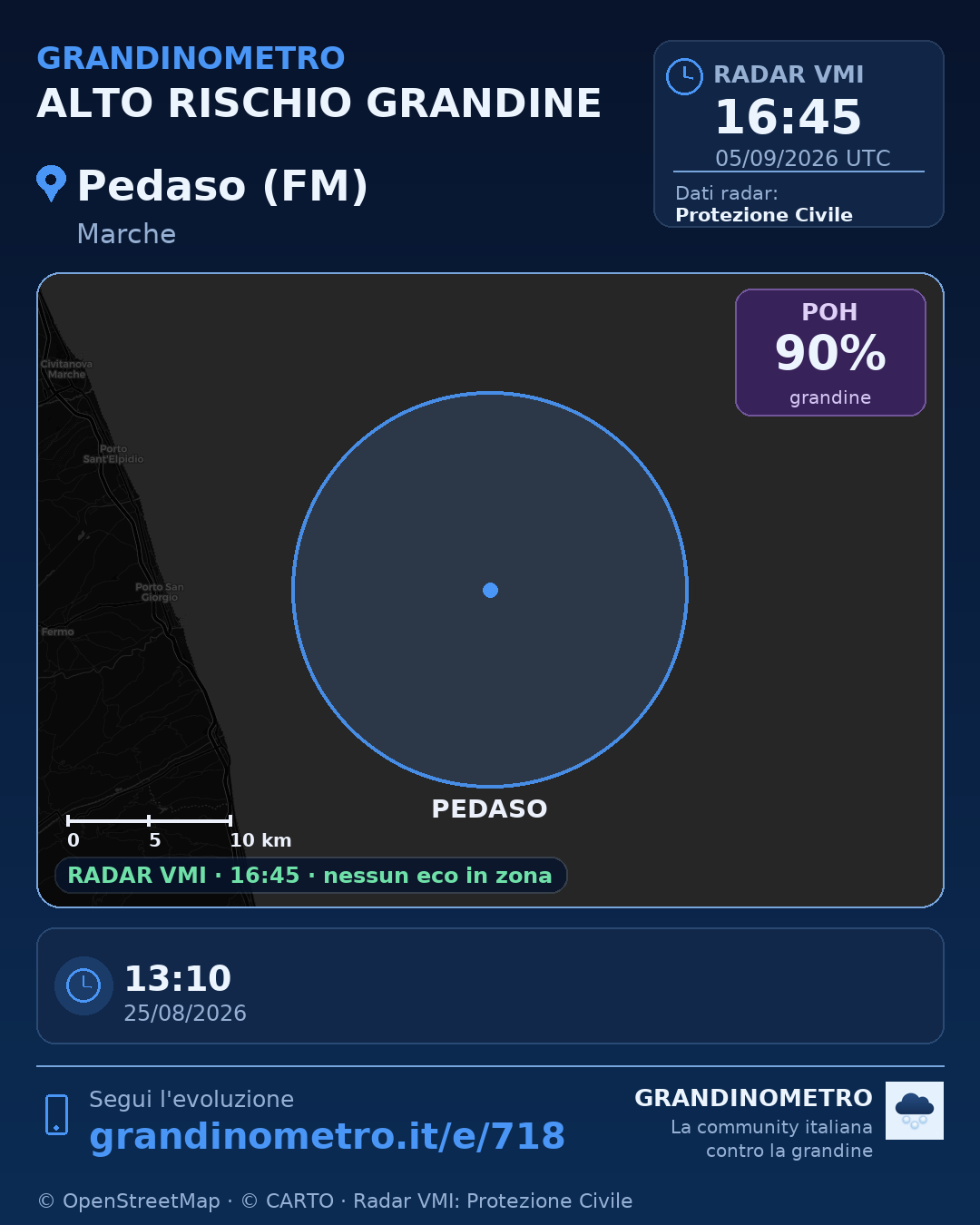 Mappa dell'evento: grandine a Pedaso (FM)