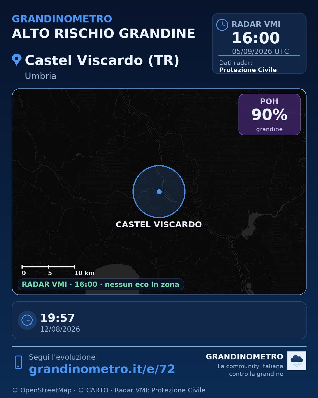 Mappa dell'evento: grandine a Castel Viscardo (TR)