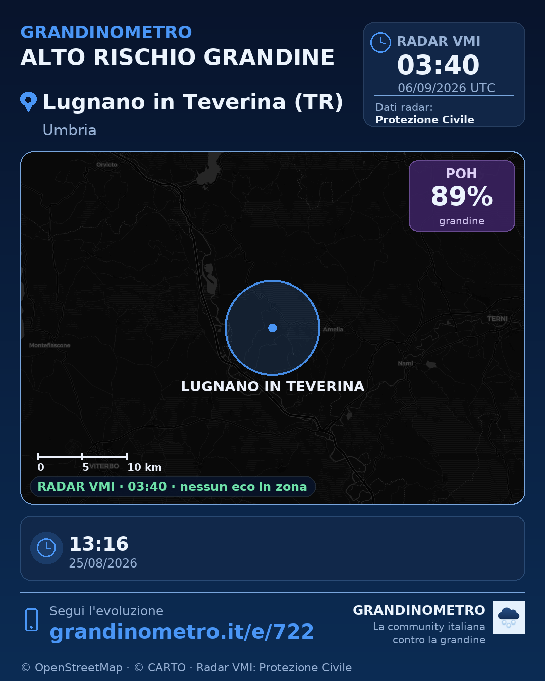 Mappa dell'evento: grandine a Lugnano in Teverina (TR)
