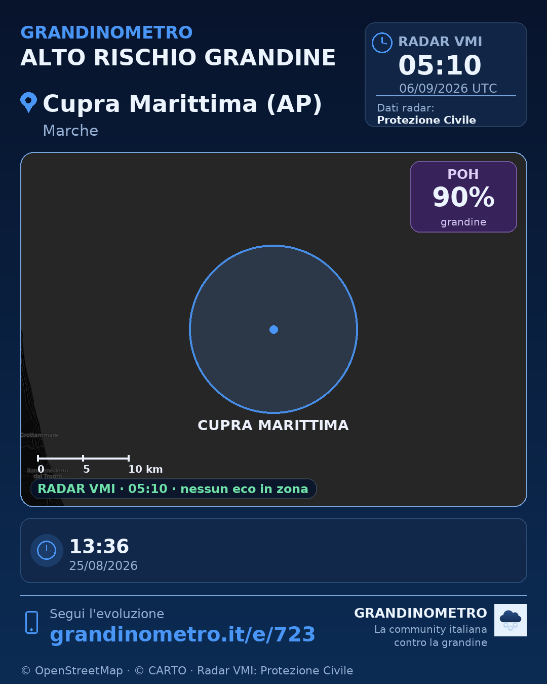 Mappa dell'evento: grandine a Cupra Marittima (AP)