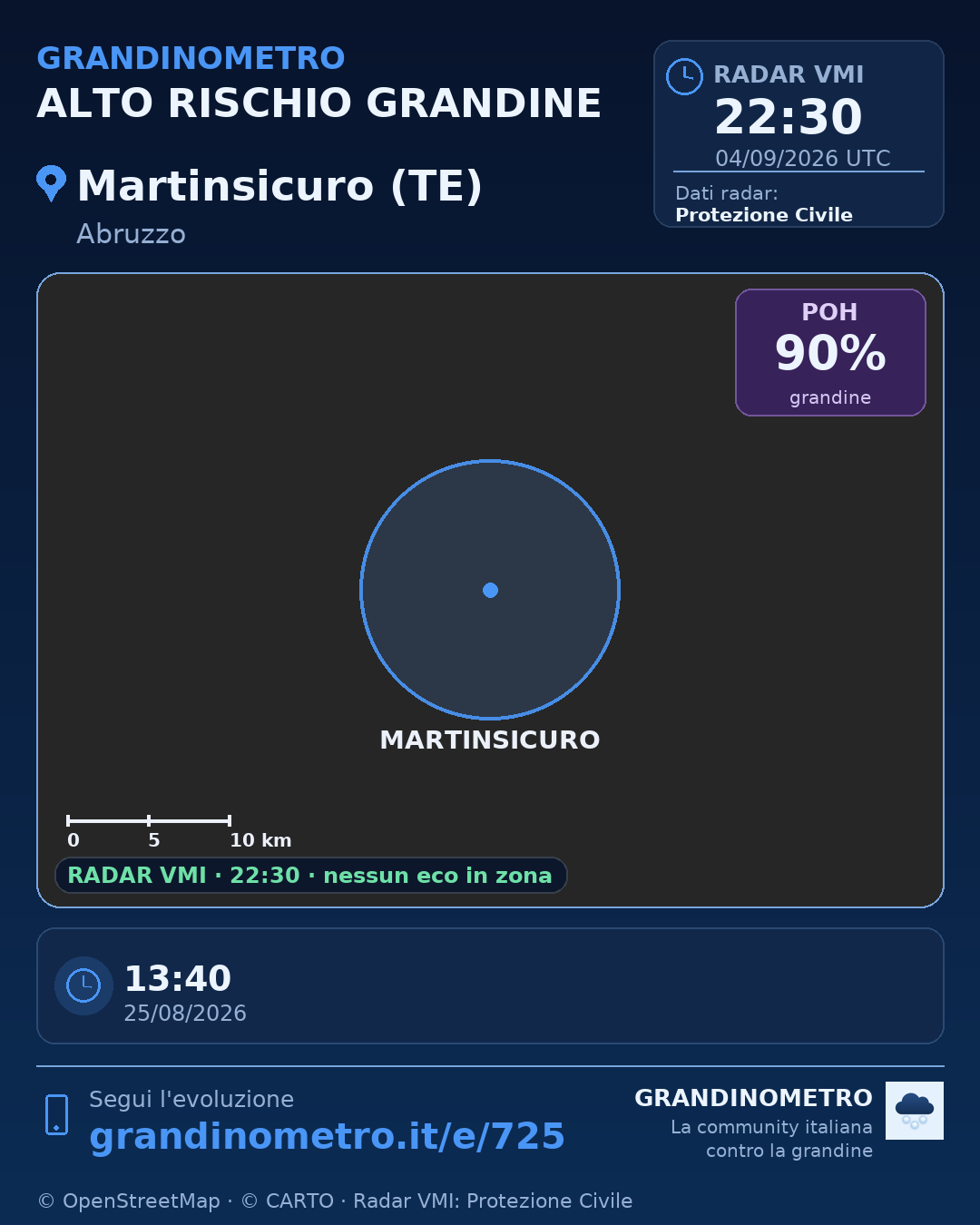 Mappa dell'evento: grandine a Martinsicuro (TE)