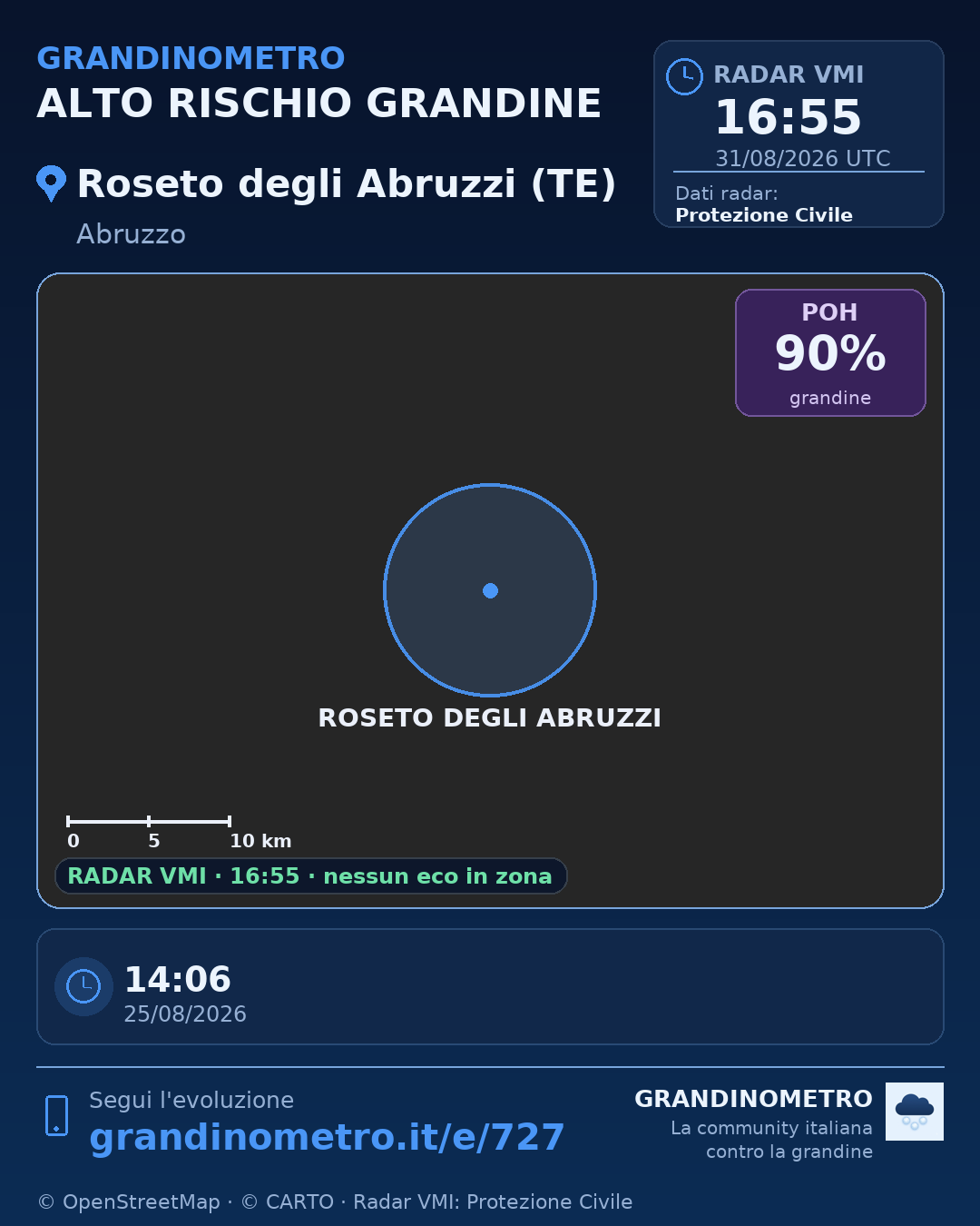 Mappa dell'evento: grandine a Roseto degli Abruzzi (TE)