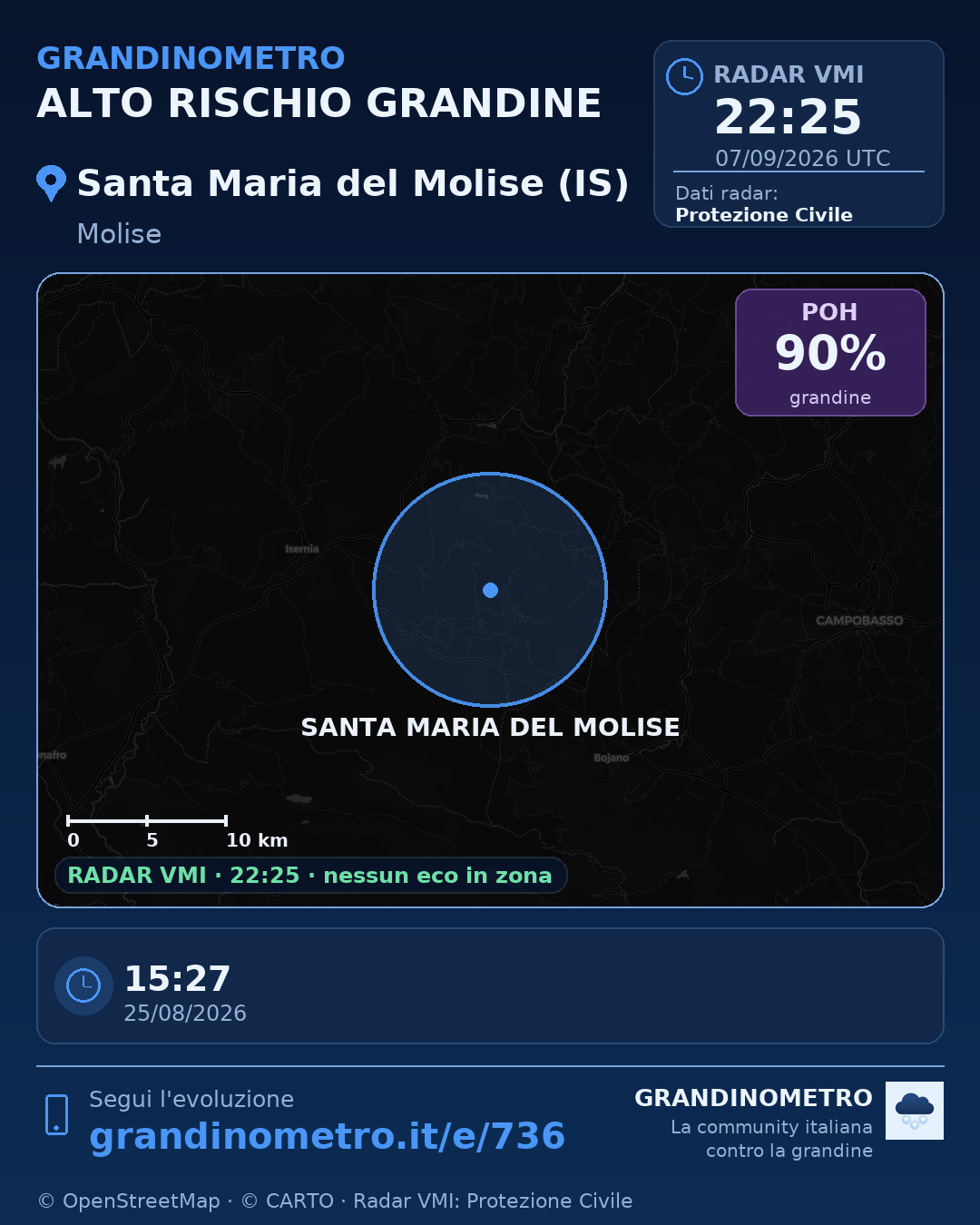 Mappa dell'evento: grandine a Santa Maria del Molise (IS)