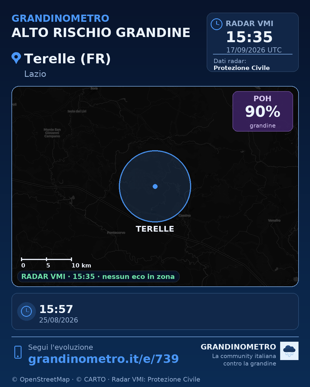 Mappa dell'evento: grandine a Terelle (FR)