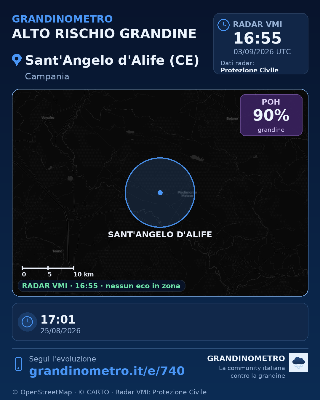 Mappa dell'evento: grandine a Sant'Angelo d'Alife (CE)