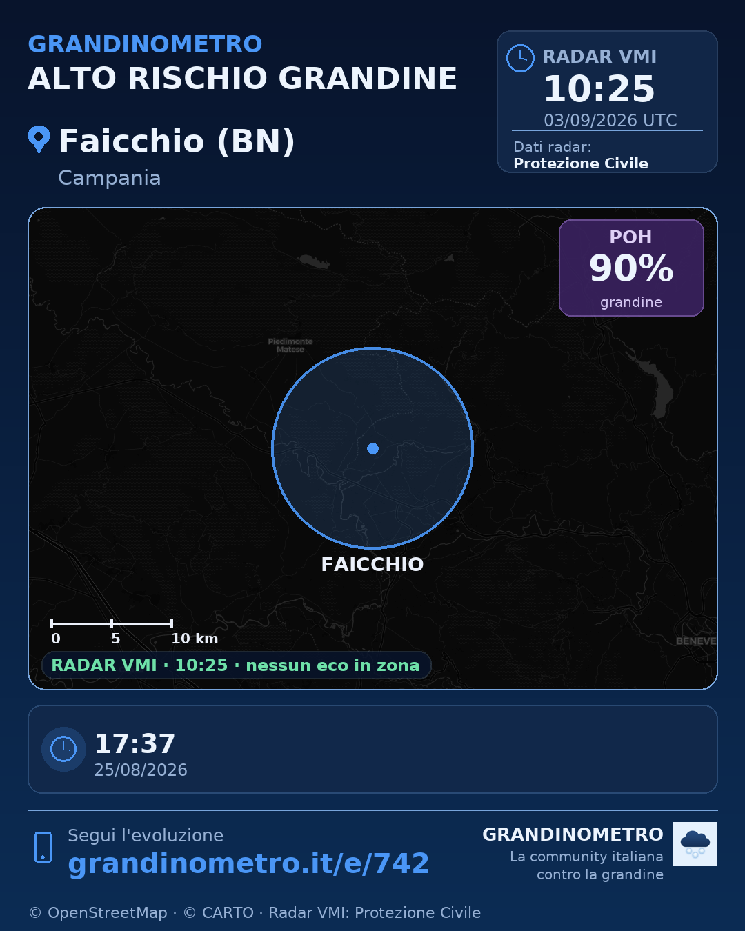 Mappa dell'evento: grandine a Faicchio (BN)