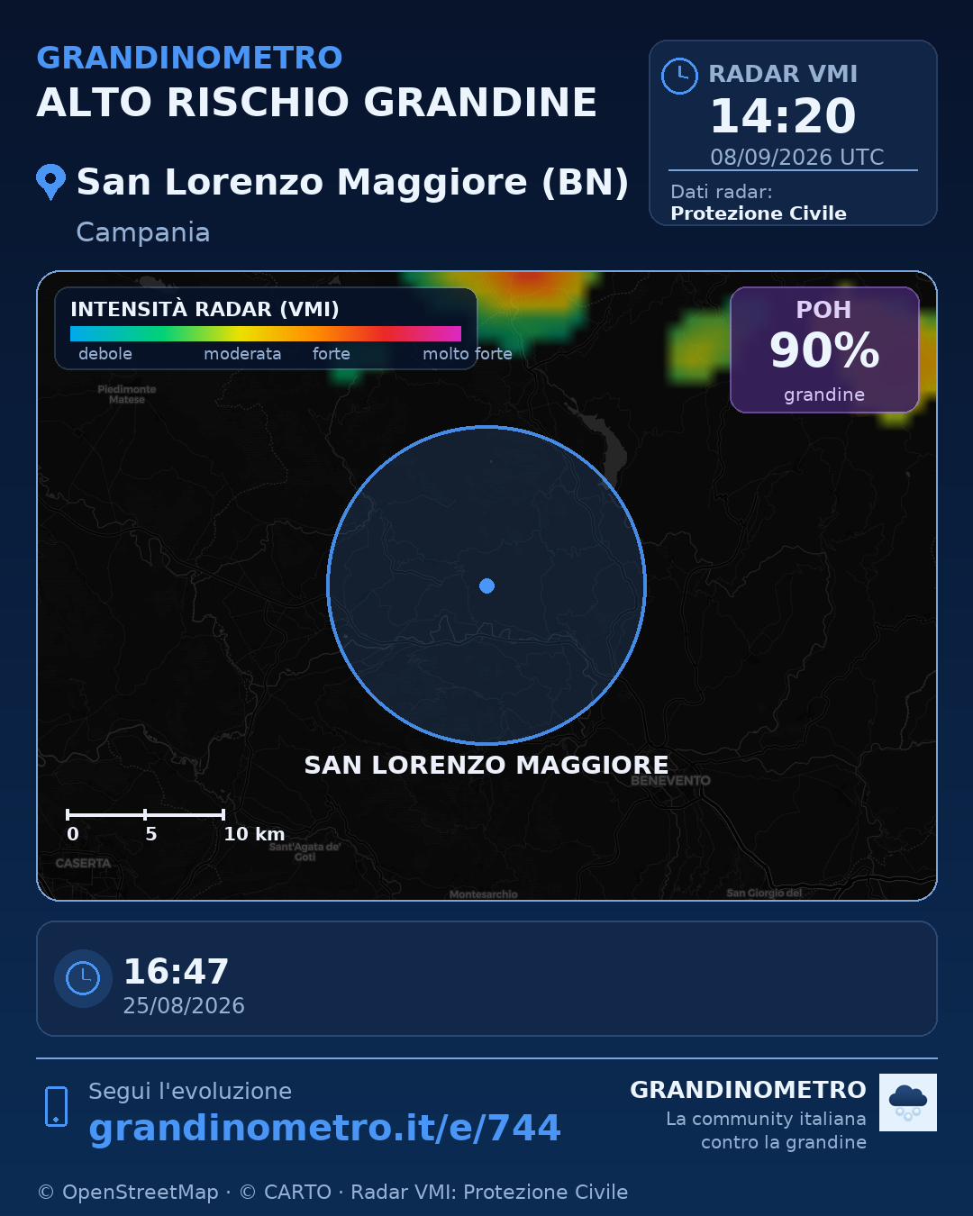 Mappa dell'evento: grandine a San Lorenzo Maggiore (BN)
