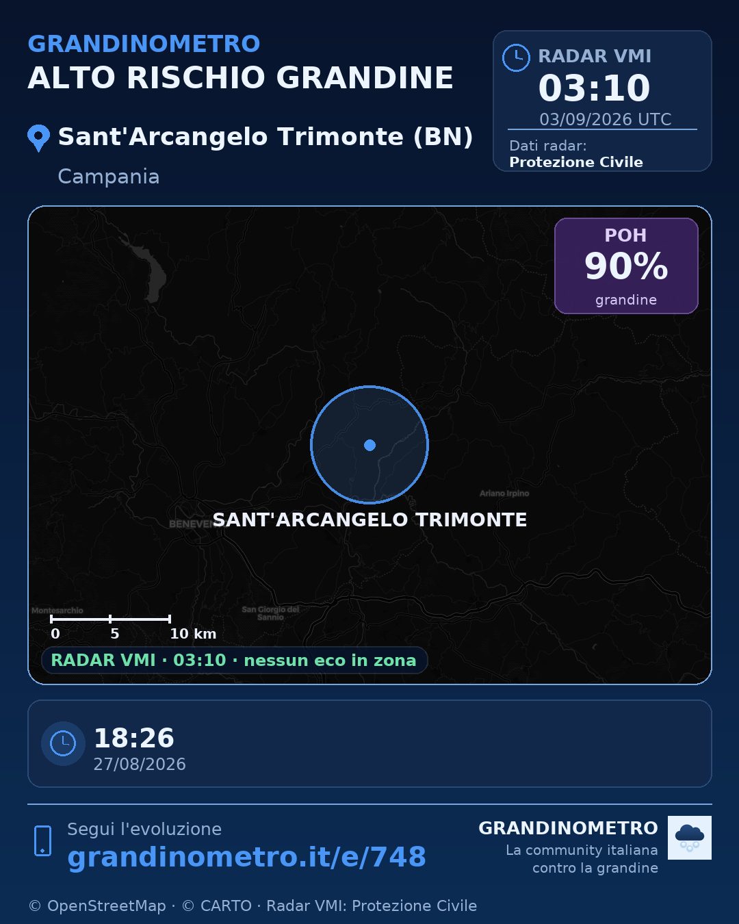 Mappa dell'evento: grandine a Sant'Arcangelo Trimonte (BN)