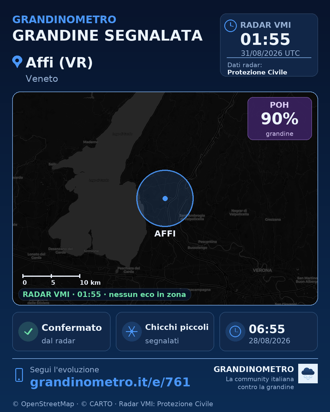 Mappa dell'evento: grandine ad Affi (VR)