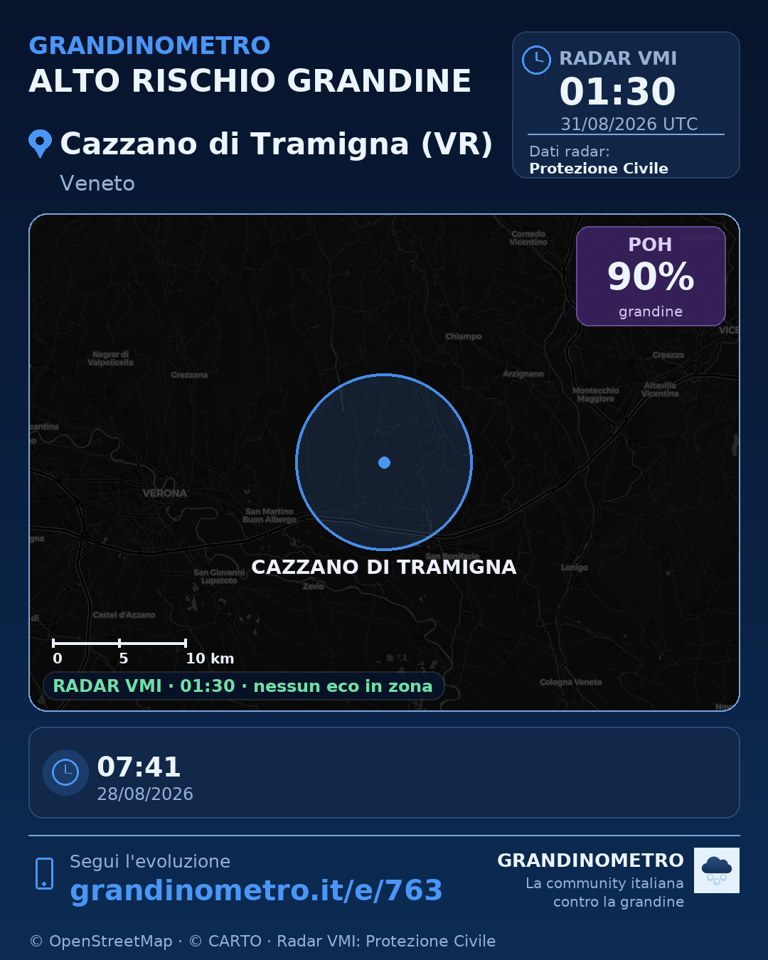 Mappa dell'evento: grandine a Cazzano di Tramigna (VR)