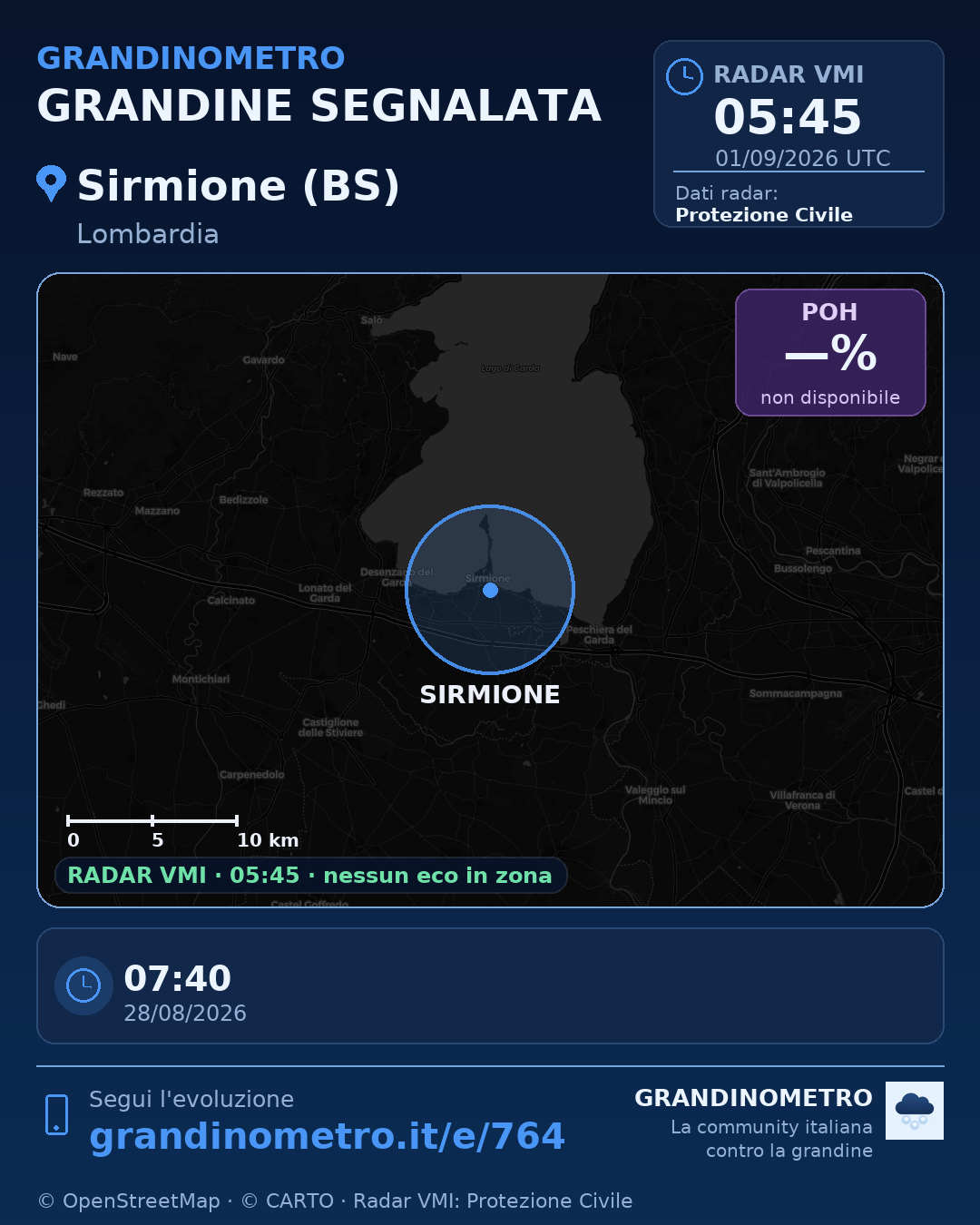 Mappa dell'evento: grandine a Sirmione (BS)