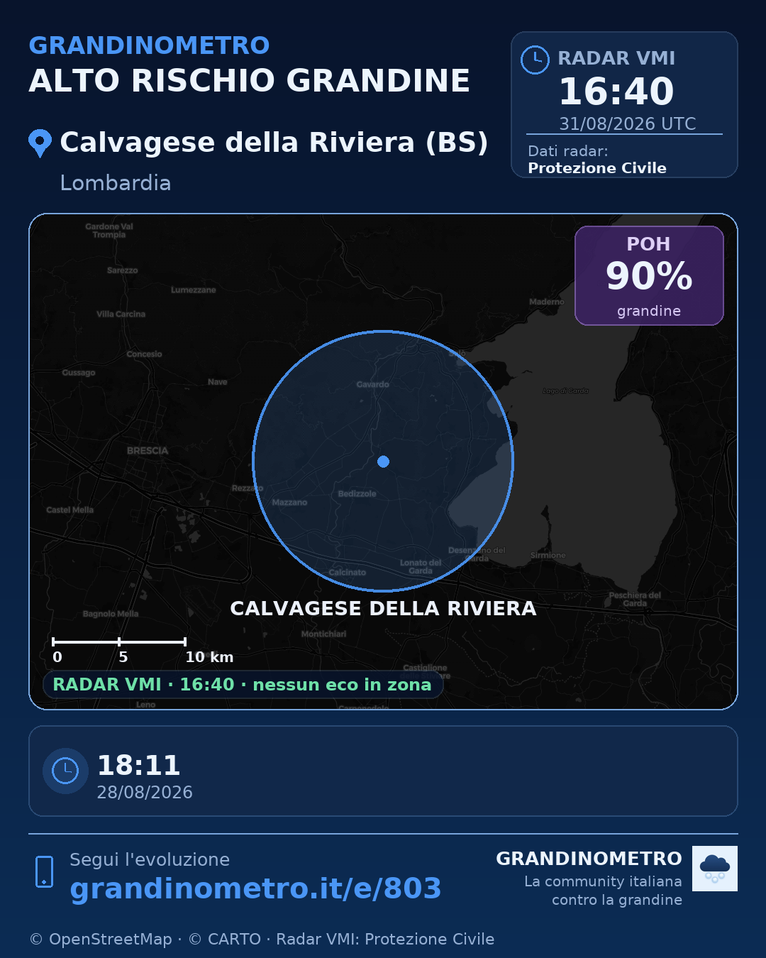 Mappa dell'evento: grandine a Calvagese della Riviera (BS)