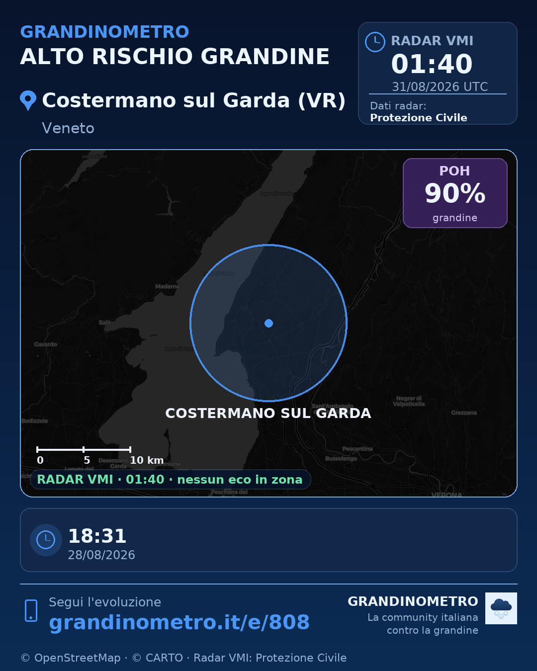 Mappa dell'evento: grandine a Costermano sul Garda (VR)