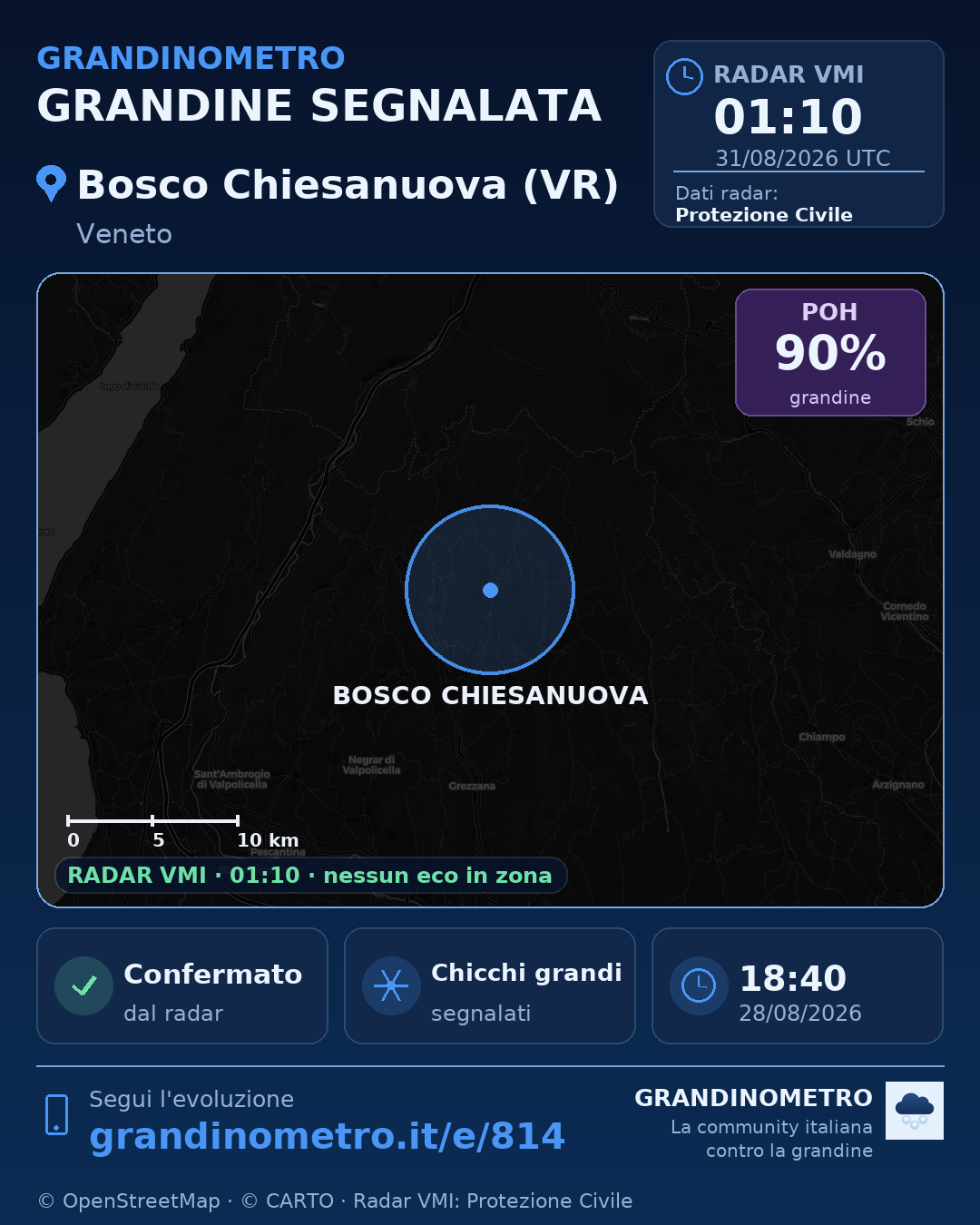 Mappa dell'evento: grandine a Bosco Chiesanuova (VR)