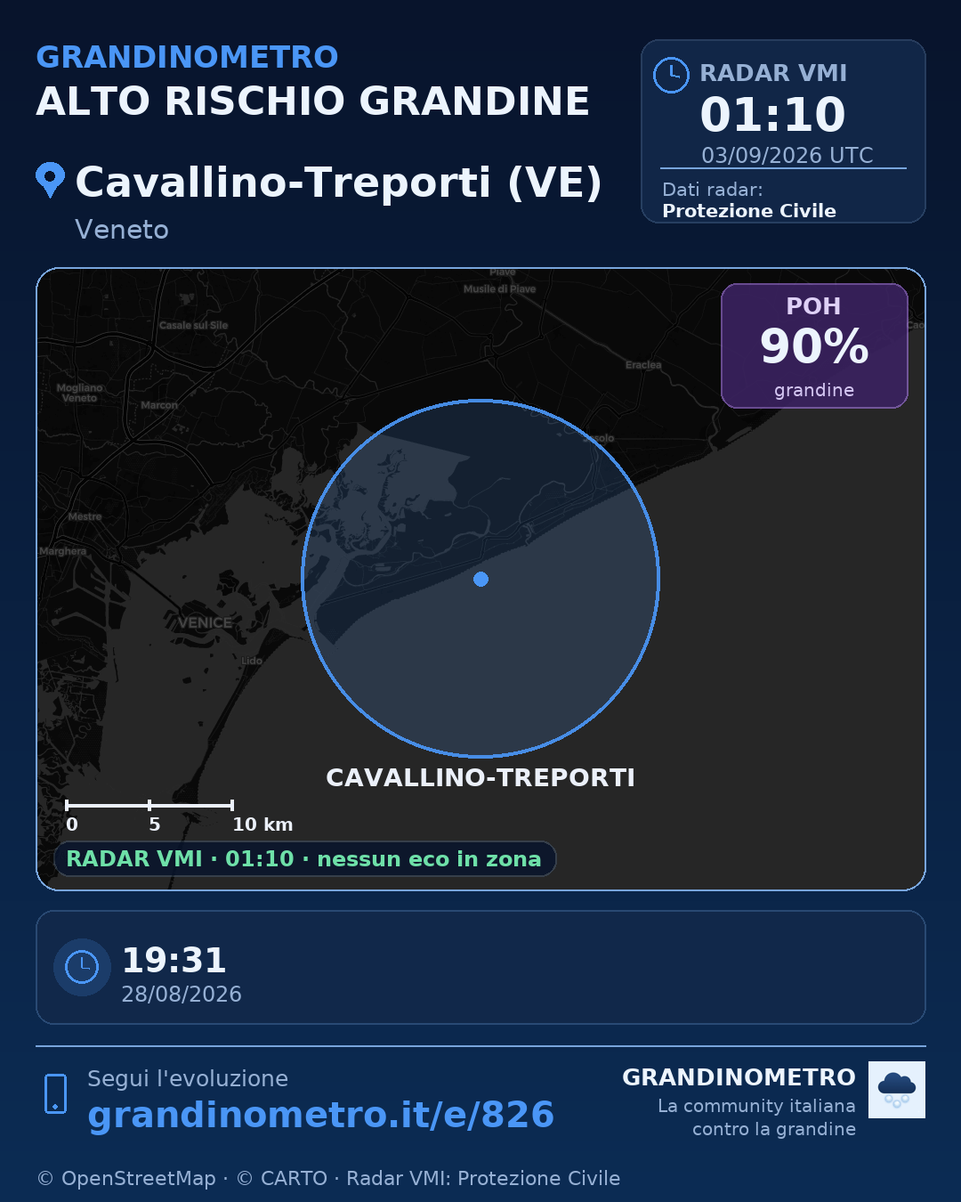 Mappa dell'evento: grandine a Cavallino-Treporti (VE)