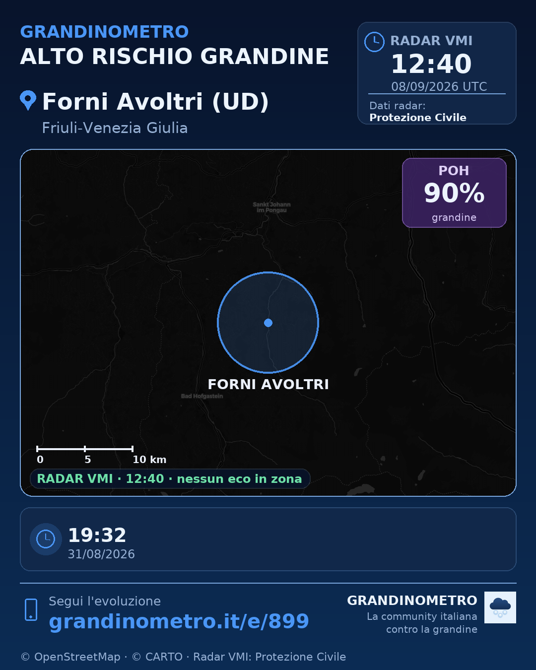 Mappa dell'evento: grandine a Forni Avoltri (UD)