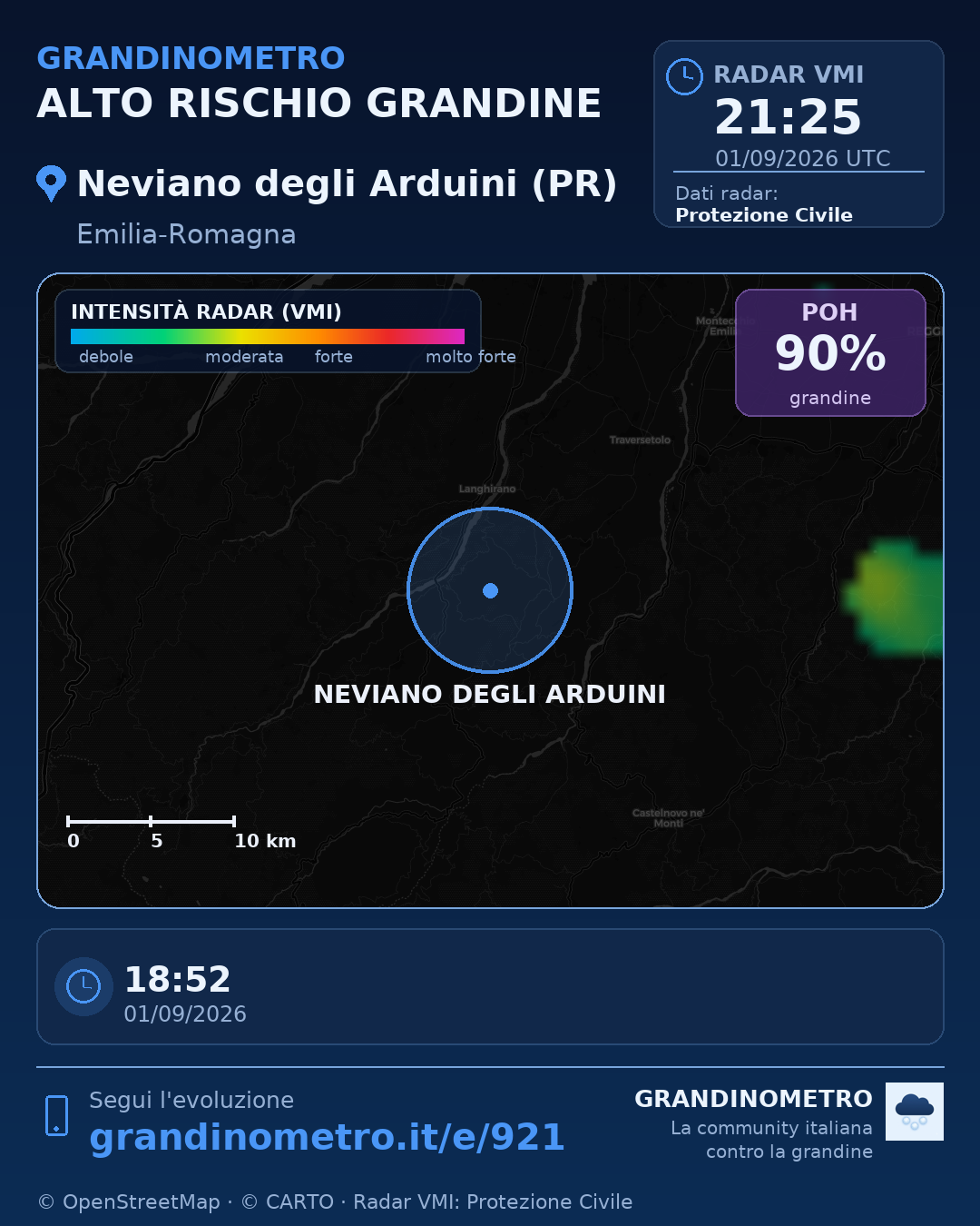 Mappa dell'evento: grandine a Neviano degli Arduini (PR)