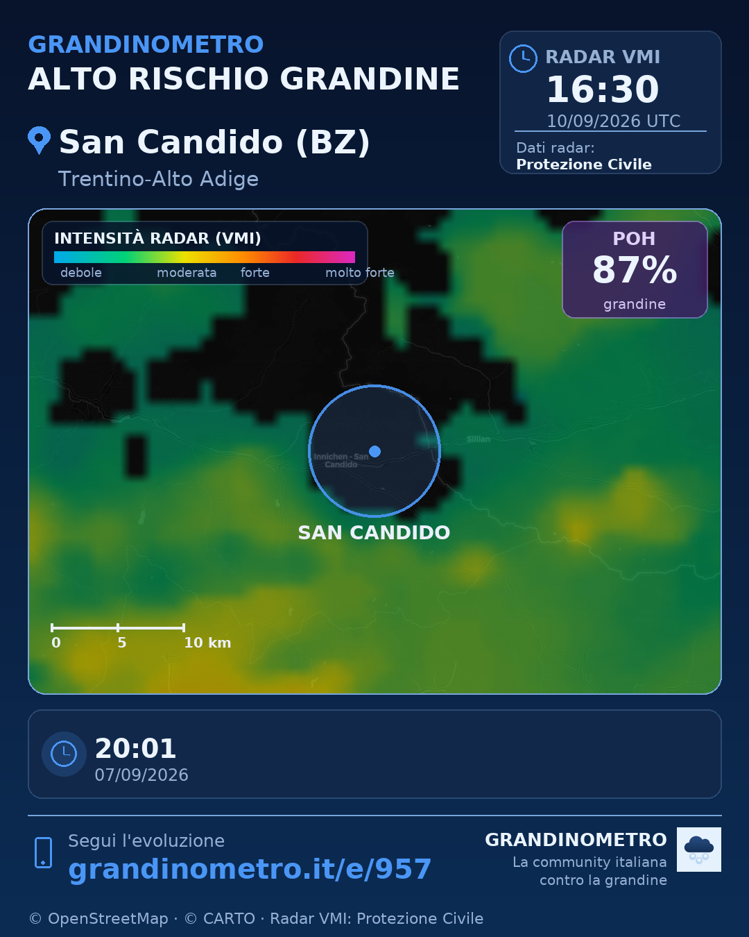 Mappa dell'evento: grandine a San Candido (BZ)