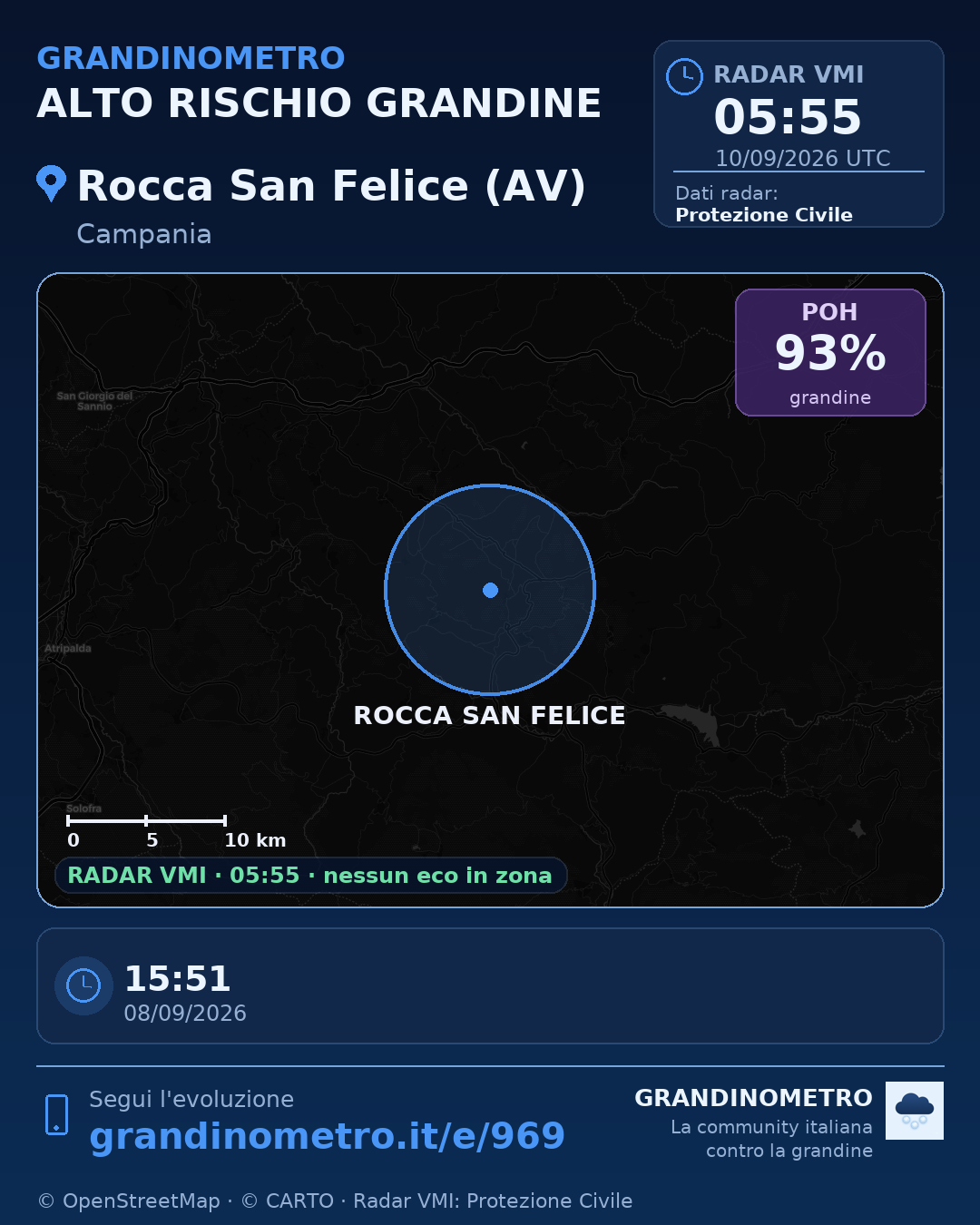 Mappa dell'evento: grandine a Rocca San Felice (AV)