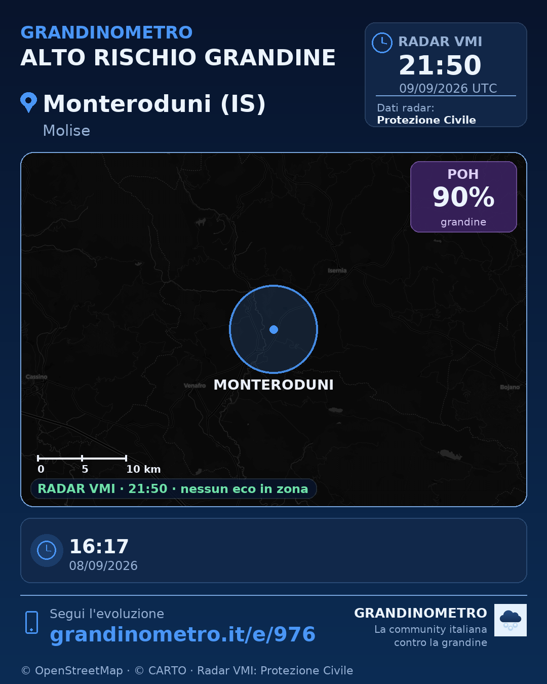 Mappa dell'evento: grandine a Monteroduni (IS)
