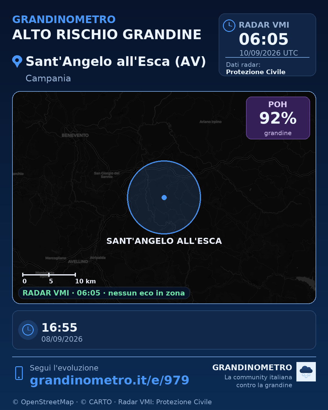 Mappa dell'evento: grandine a Sant'Angelo all'Esca (AV)